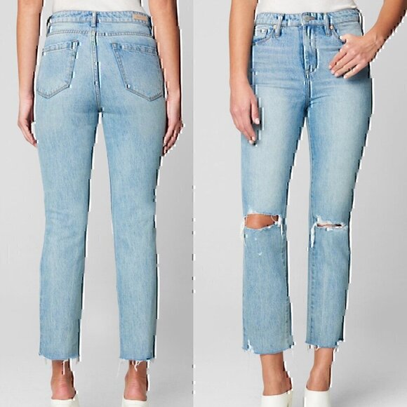 BLANK NYC BLANKNYC Madison High Rise Crop Jeans Light Wash Ripped High Waisted - Picture 3 of 12